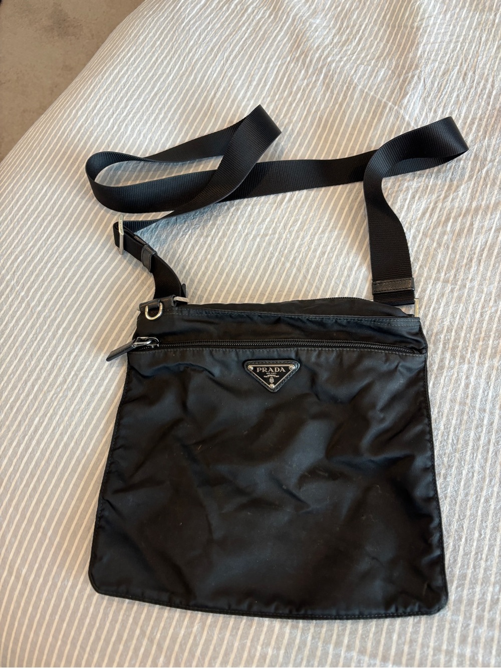 Prada Black Nylon Belt/Crossbody Bag with Logo Triangle